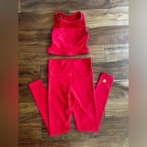 Yellowberry matching red workout outfit.      Top- size xs. Bottoms - size s